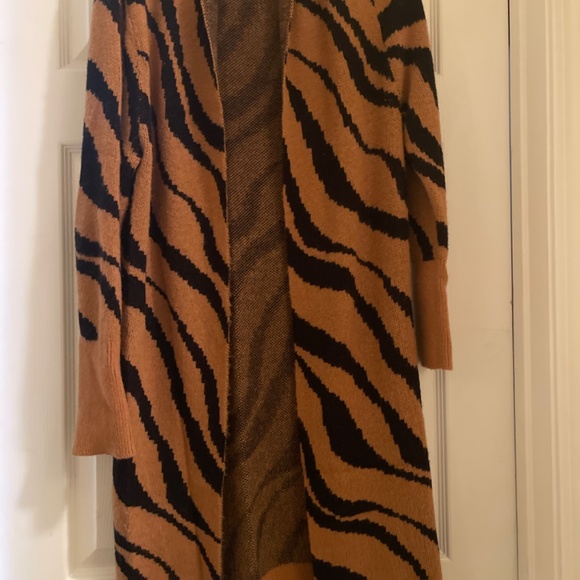 Leith animal print long cardigan sweater Sz xxsmall - Picture 2 of 10